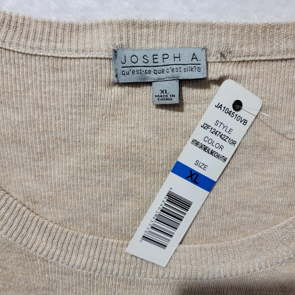 NWT Joseph A Women's Long Tunic Lightweight Sweater Beige Black Stripe Size XL - Picture 7 of 12